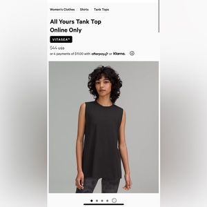 Lululemon All Yours Tank - size 8